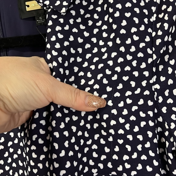ALEXIA ADMOR Midi Heart Pattern Fit & Flare Collared Navy & White Dress Size 6 - Picture 16 of 16